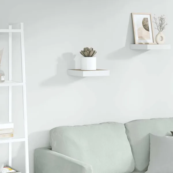 Étagère murale flottante Chêne et blanc 23x23,5x3,8 cm MDF