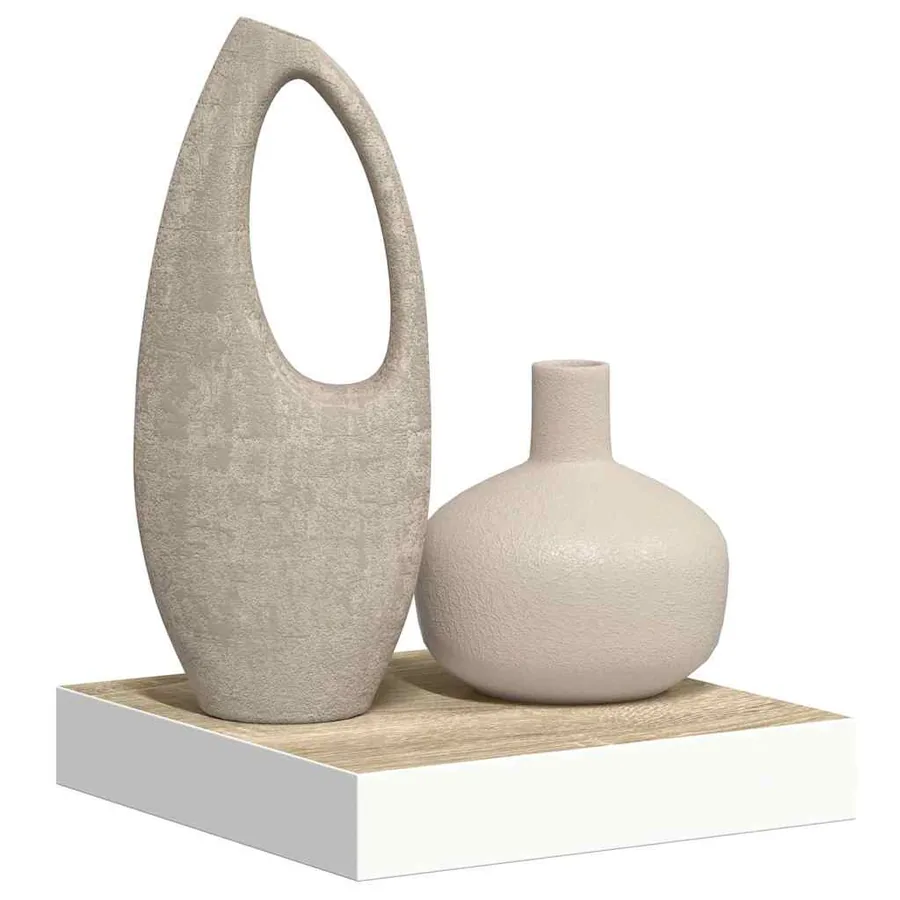 Étagère murale flottante Chêne et blanc 23x23,5x3,8 cm MDF - 5