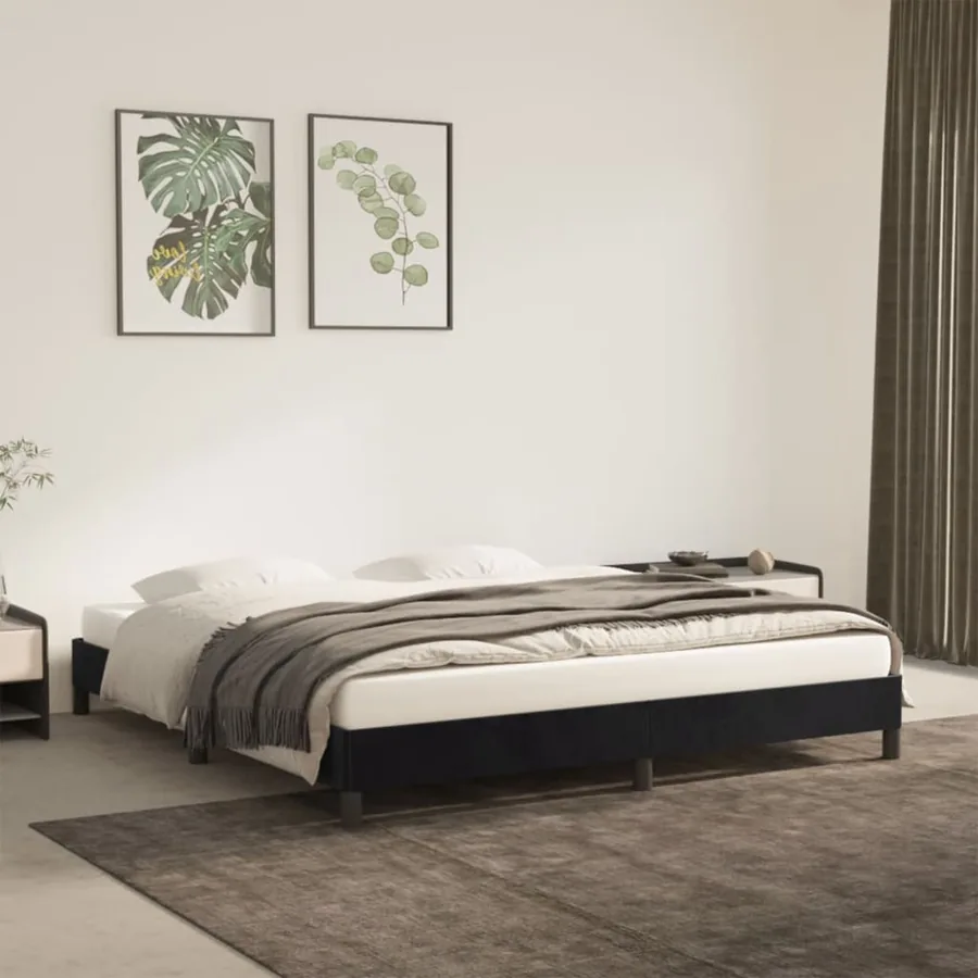 Cadre de lit sans matelas noir 180x200 cm velours
