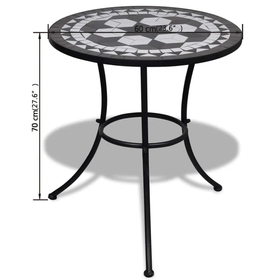 Mobilier de bistro 3 pcs Carreaux céramiques Noir et blanc - 11