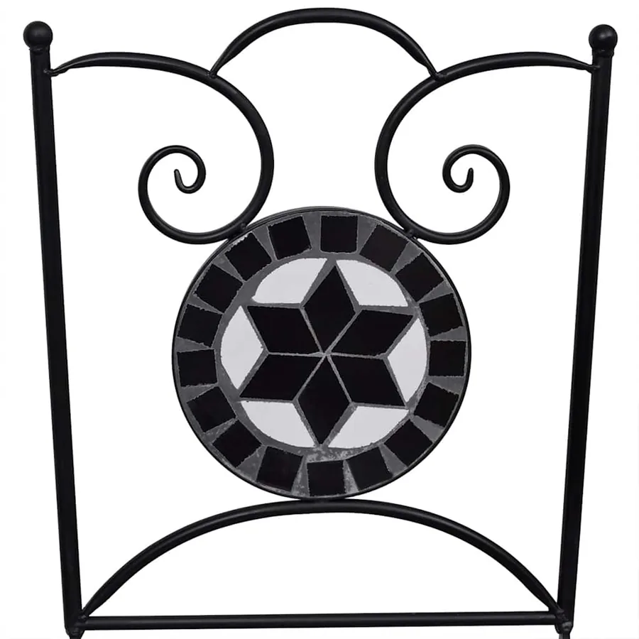 Mobilier de bistro 3 pcs Carreaux céramiques Noir et blanc - 4