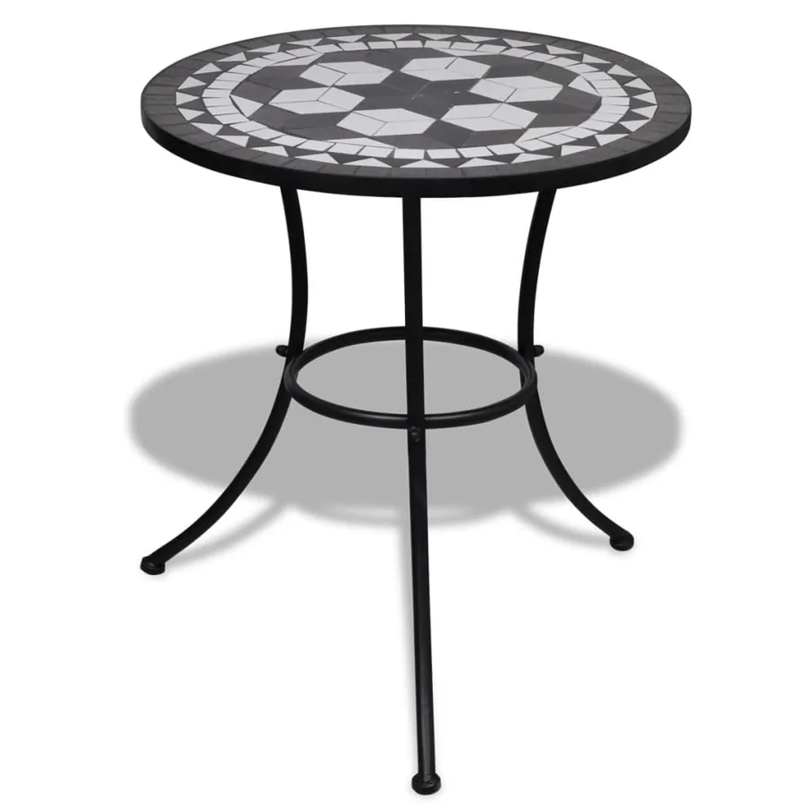 Mobilier de bistro 3 pcs Carreaux céramiques Noir et blanc - 7