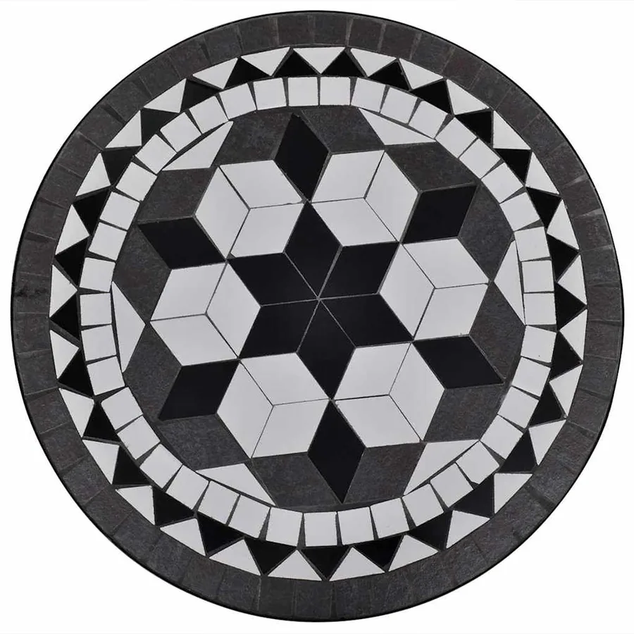 Mobilier de bistro 3 pcs Carreaux céramiques Noir et blanc - 8