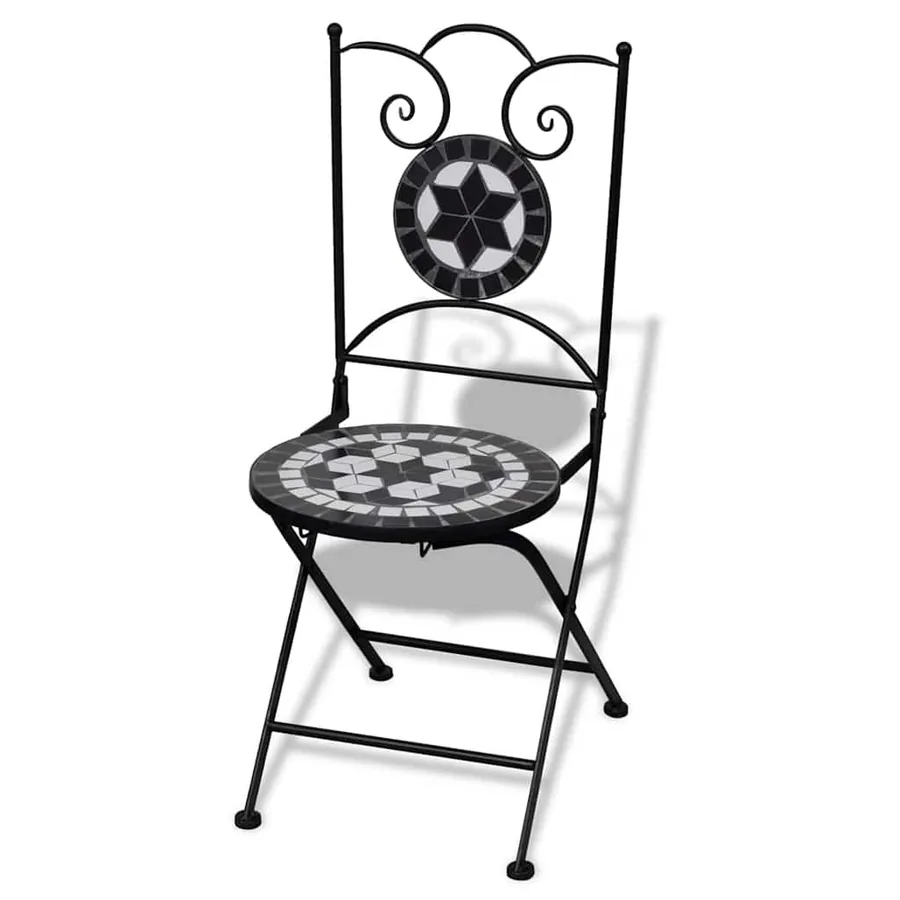 Chaises pliables de bistro 2 pcs Céramique Noir et blanc - 2