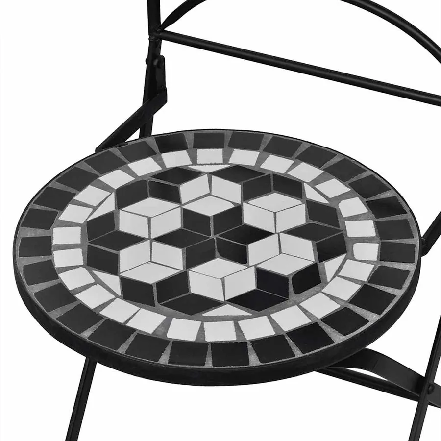 Chaises pliables de bistro 2 pcs Céramique Noir et blanc - 4