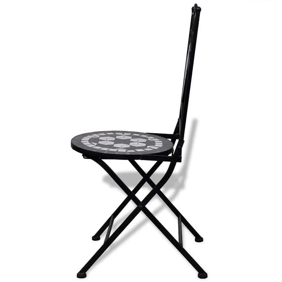Chaises pliables de bistro 2 pcs Céramique Noir et blanc - 5