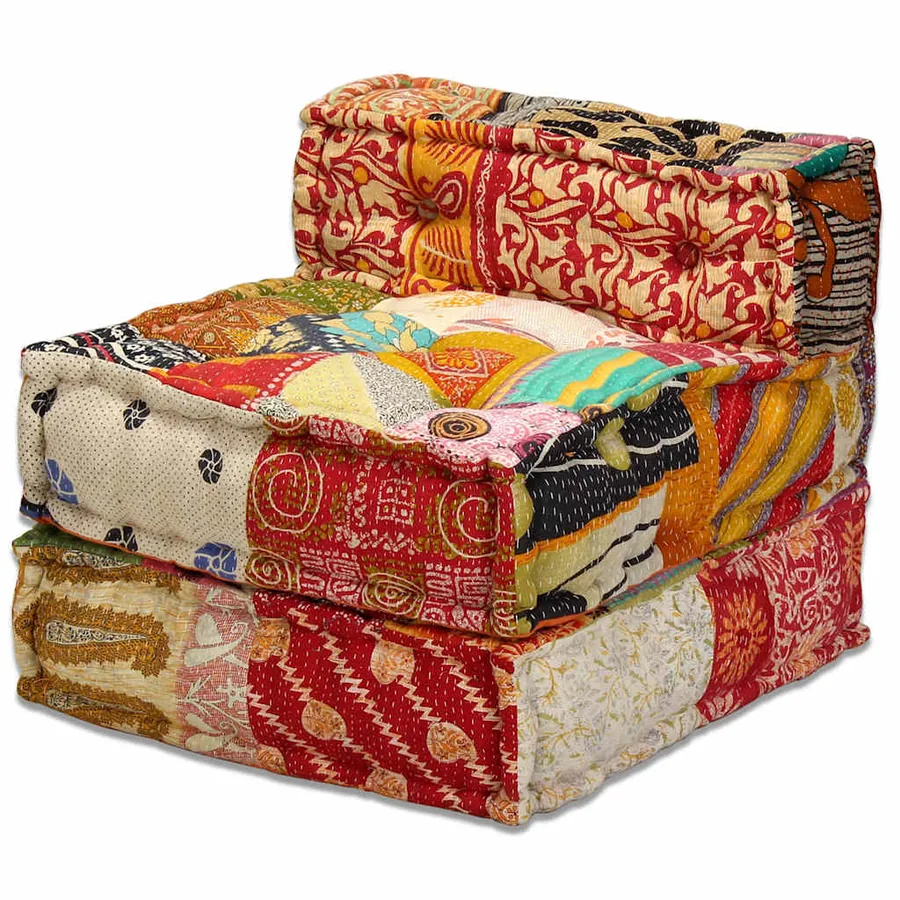 Pouf modulaire à 3 places Patchwork Tissu - 10