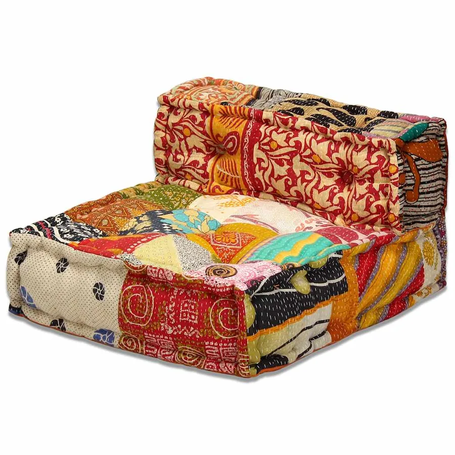 Pouf modulaire à 3 places Patchwork Tissu - 12