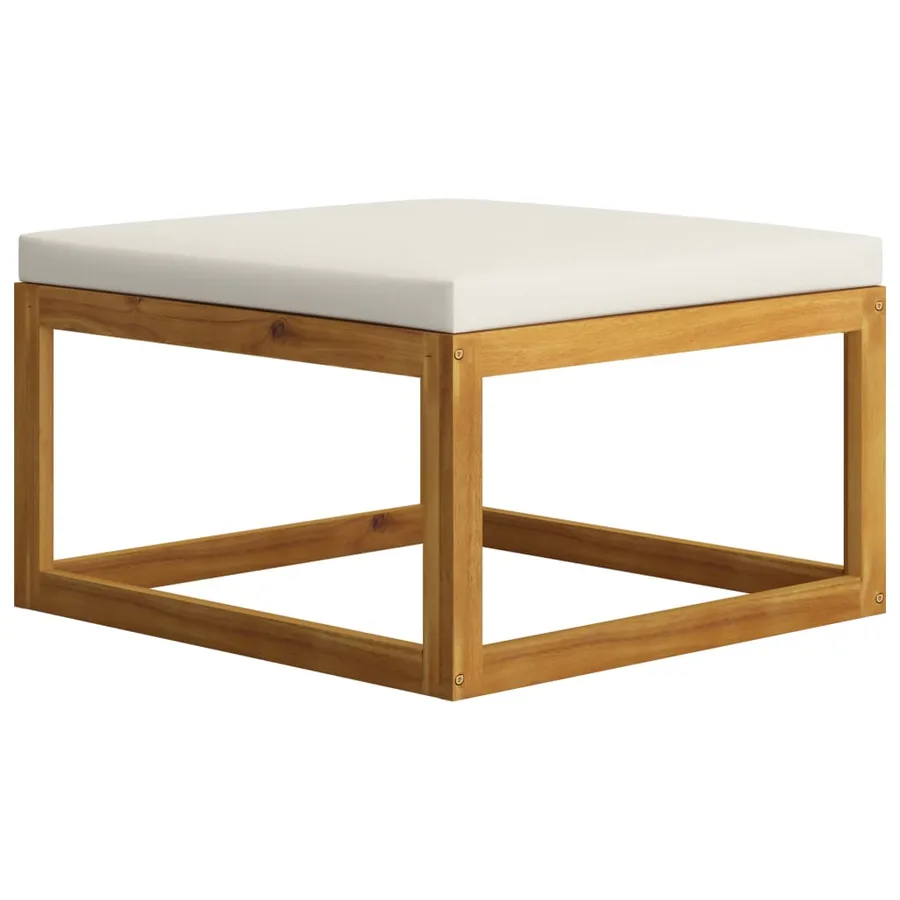 Salon de jardin 4 pcs avec coussin Crème Bois d'acacia solide - 17