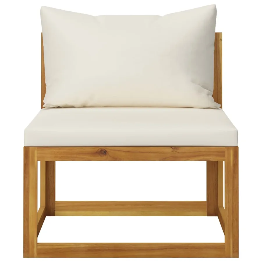 Salon de jardin 4 pcs avec coussin Crème Bois d'acacia solide - 9