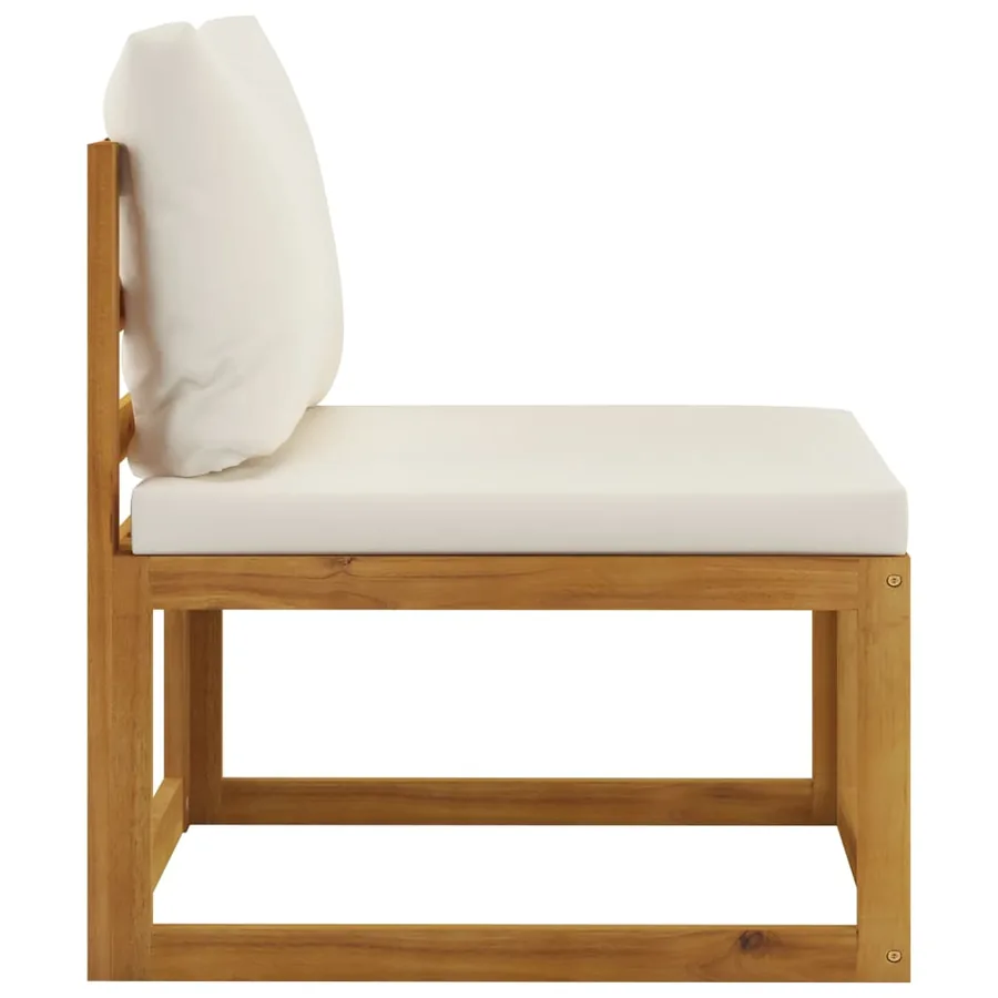 Salon de jardin 7 pcs avec coussin Crème Bois d'acacia solide - 13