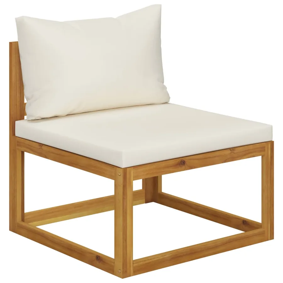 Salon de jardin 7 pcs avec coussin Crème Bois d'acacia solide - 8
