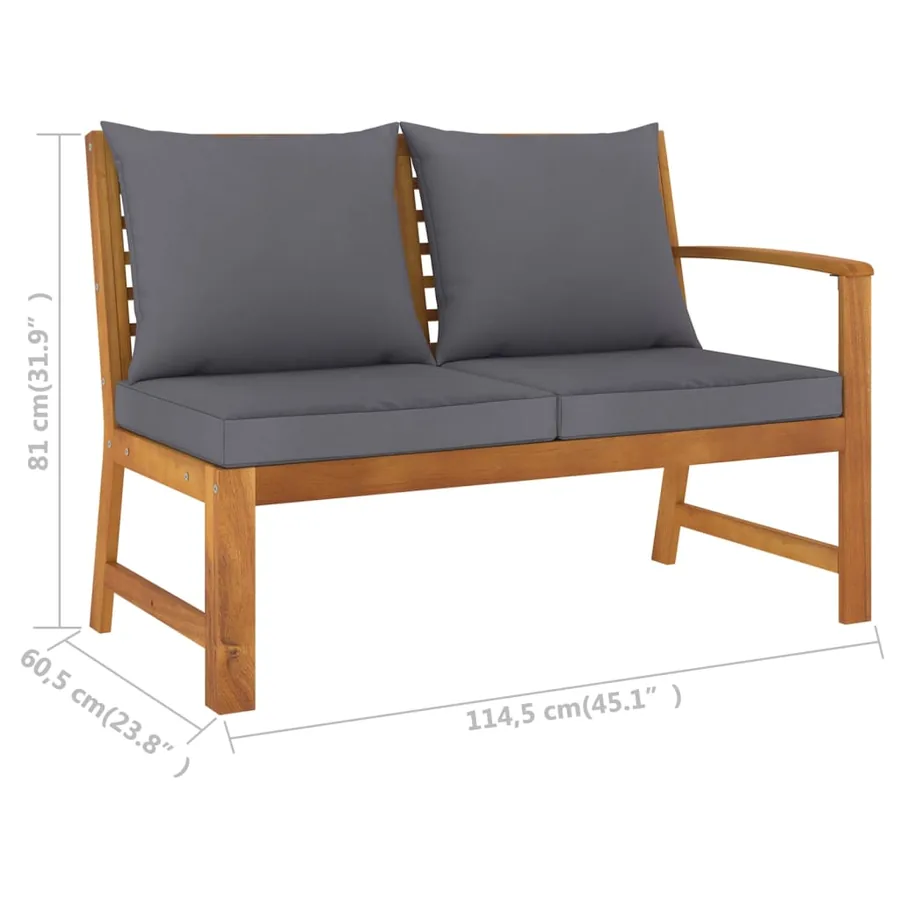 Salon de jardin 6 pcs avec coussin Bois d'acacia solide - 11