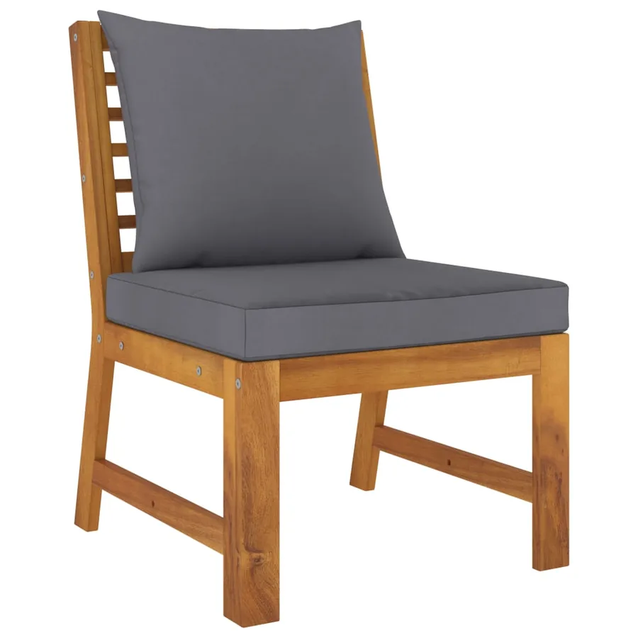 Salon de jardin 6 pcs avec coussin Bois d'acacia solide - 7
