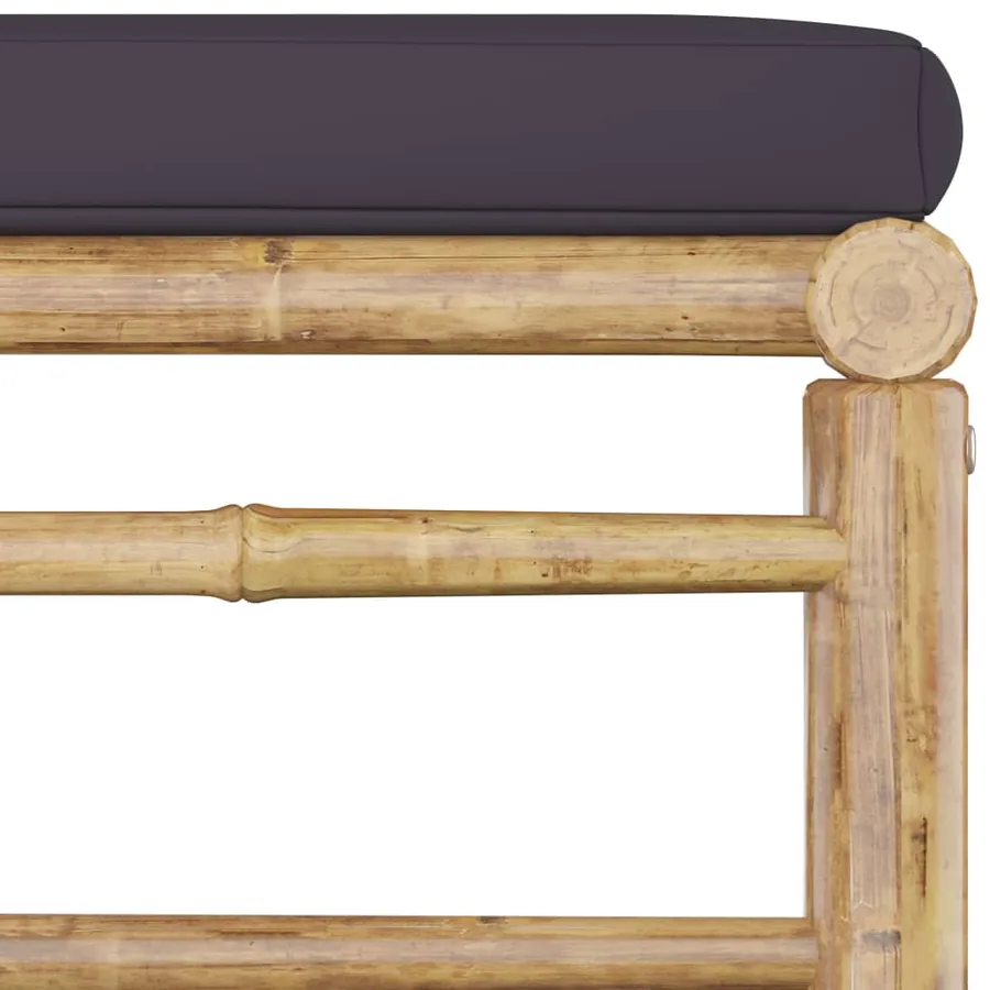 Salon de jardin 9 pcs avec coussins gris foncé bambou - 10