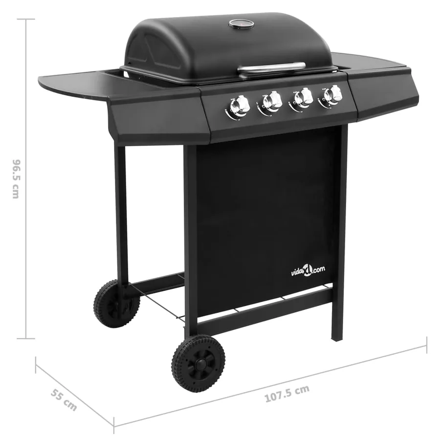 Barbecue gril à gaz avec 4 brûleurs Noir - 7