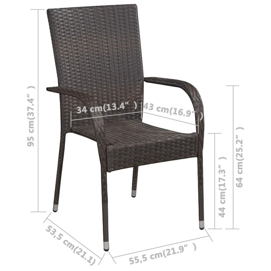 Ensemble à manger de jardin 5 pcs Marron - 9