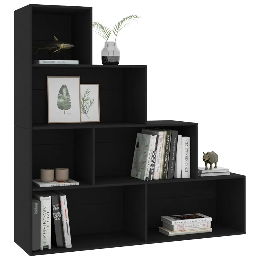 Bibliothèque/Séparateur de pièce Noir Bois d’ingénierie - 3