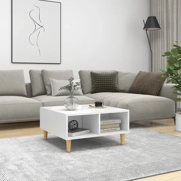 Table basse blanc 60x60x30 cm bois d'ingénierie