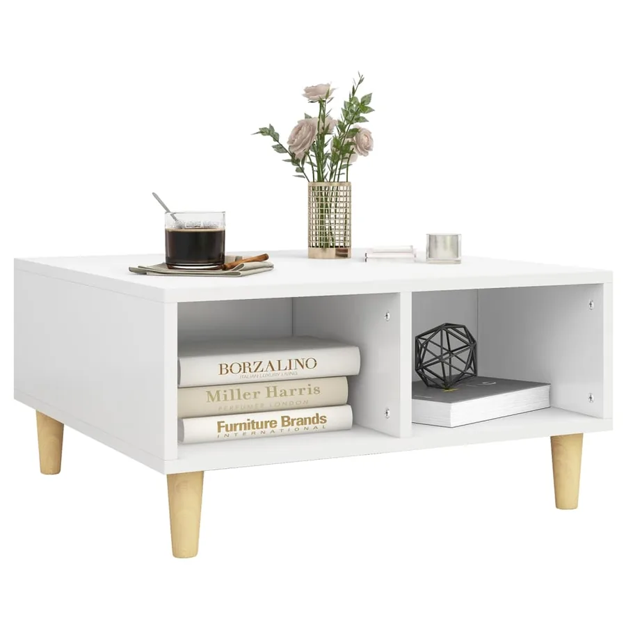 Table basse blanc 60x60x30 cm bois d'ingénierie - 3