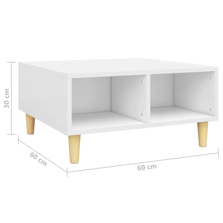 Table basse blanc 60x60x30 cm bois d'ingénierie - 6