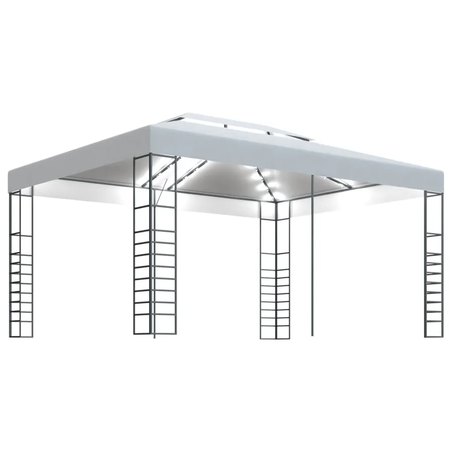 Tonnelle avec guirlande lumineuse à LED 4x3x2,7 m Blanc - 2
