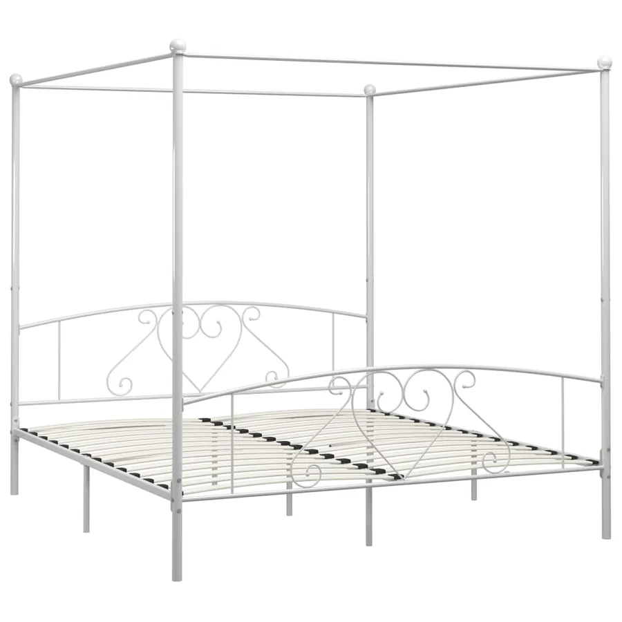 Cadre de lit sans matelas avec baldaquin blanc 180x200 cm métal - 2