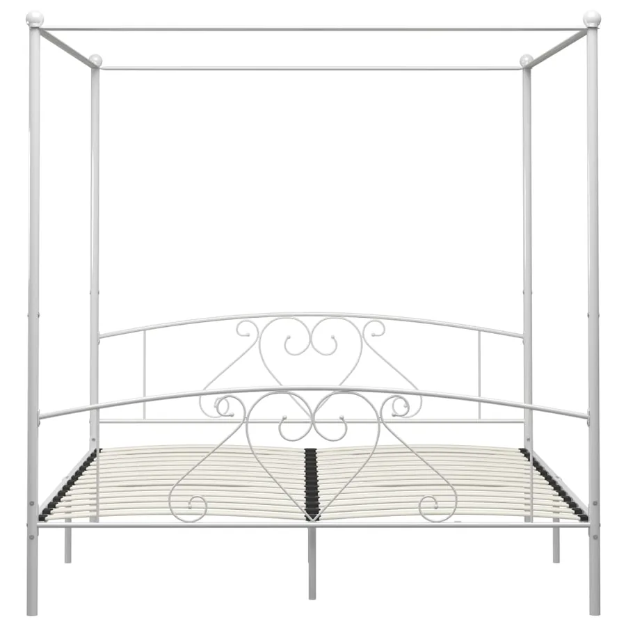 Cadre de lit sans matelas avec baldaquin blanc 180x200 cm métal - 3