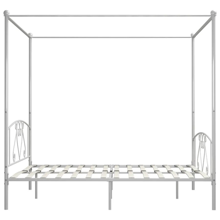 Cadre de lit sans matelas avec baldaquin blanc 180x200 cm métal - 4