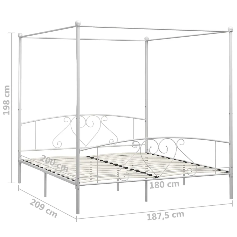 Cadre de lit sans matelas avec baldaquin blanc 180x200 cm métal - 5