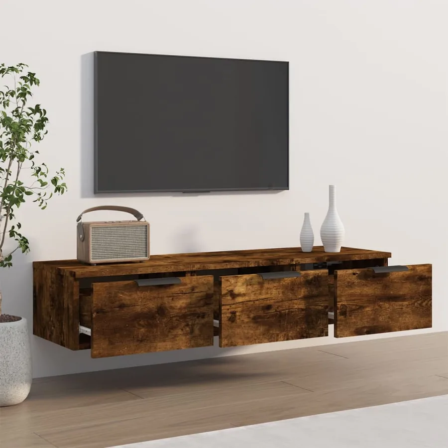 Armoire murale Chêne fumé 102x30x20 cm Bois d'ingénierie - 3