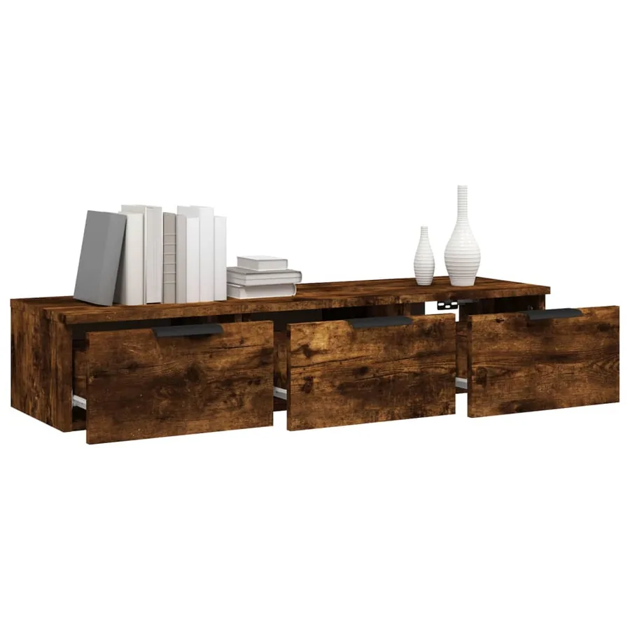 Armoire murale Chêne fumé 102x30x20 cm Bois d'ingénierie - 4
