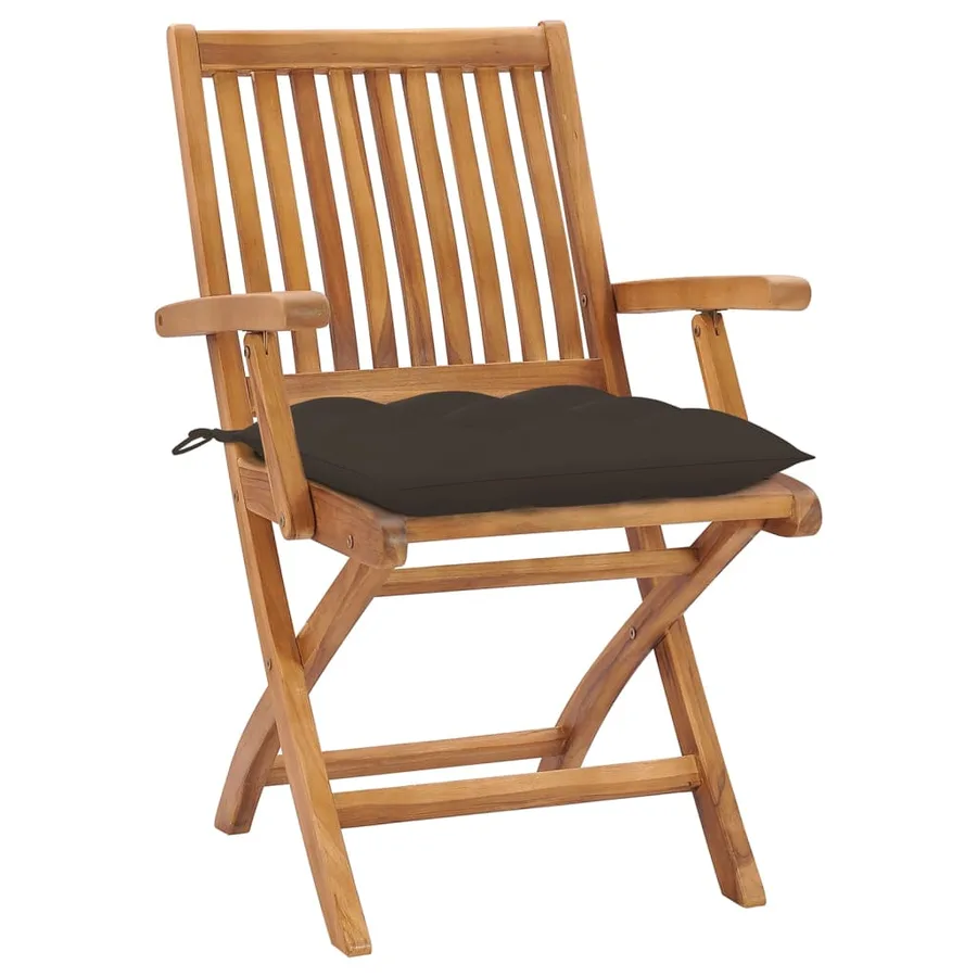 Chaises pliables de jardin avec coussins lot de 4 Teck solide - 26