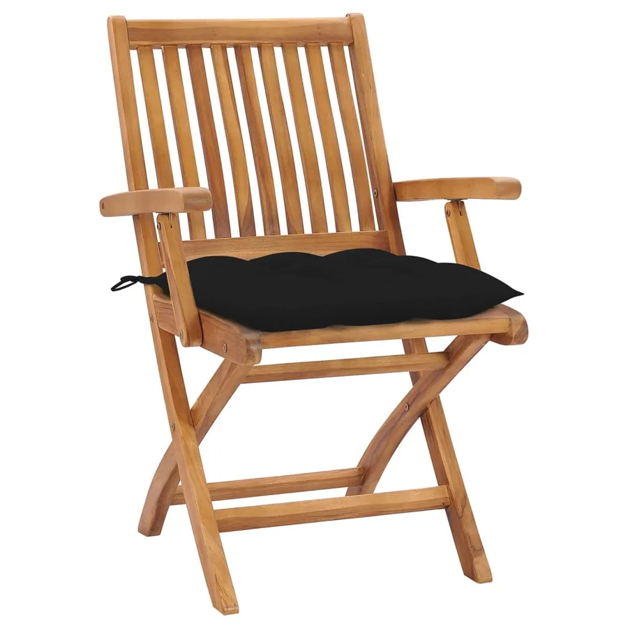 Chaises pliables de jardin avec coussins lot de 4 Teck solide - 38