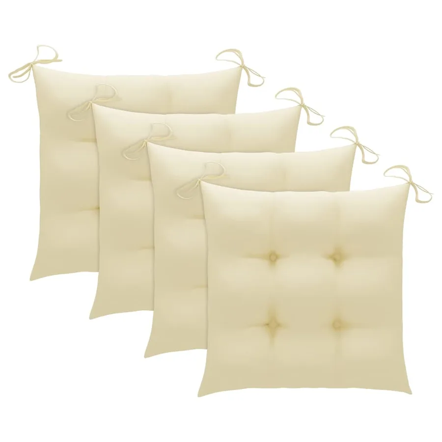 Chaises pliables de jardin avec coussins lot de 4 Teck solide - 6