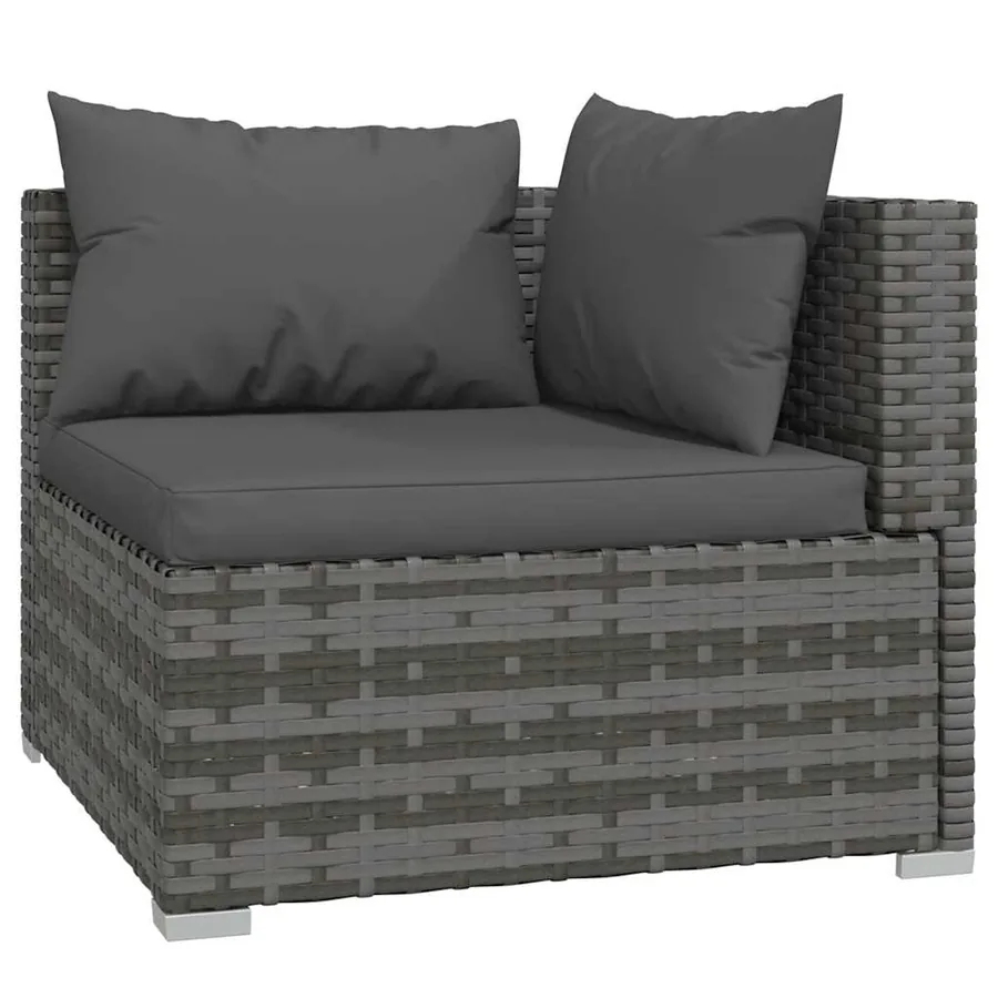Salon de jardin 5 pcs avec coussins Résine tressée Gris - 3