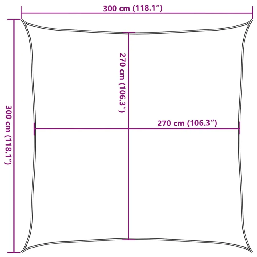 Voile d'ombrage 160 g/m² Beige 3x3 m PEHD - 10