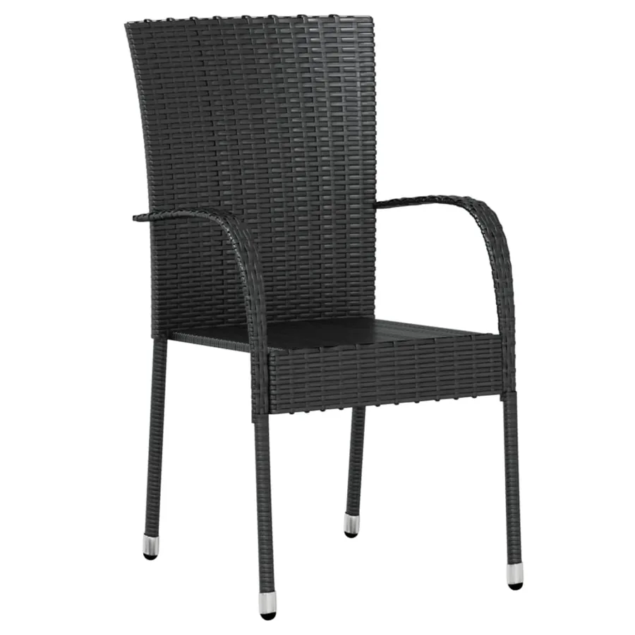 Ensemble à manger de jardin 3 pcs Résine tressée Noir - 3