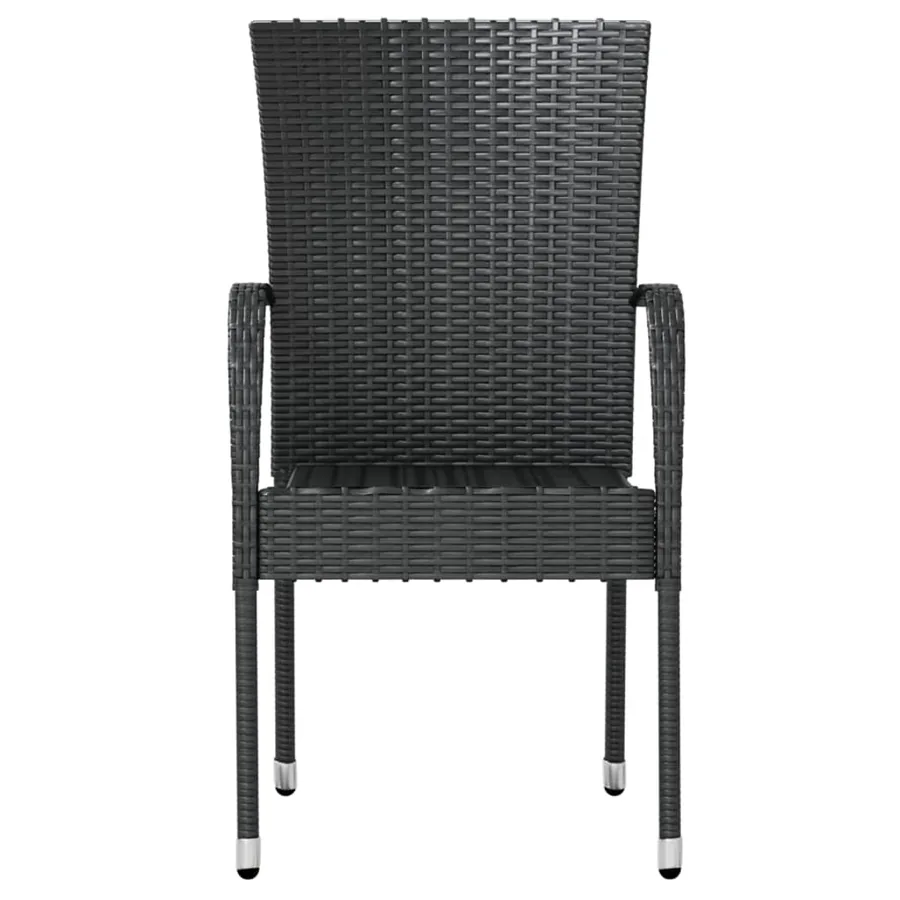 Ensemble à manger de jardin 3 pcs Résine tressée Noir - 4