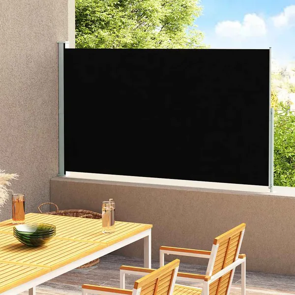 Auvent latéral rétractable de patio 180x300 cm Noir