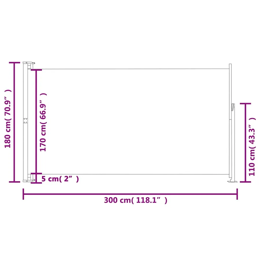 Auvent latéral rétractable de patio 180x300 cm Noir - 7