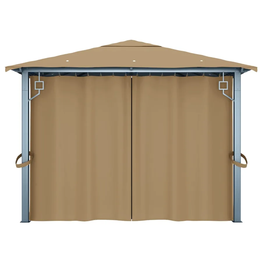 Tonnelle avec rideau 400x300 cm Taupe Aluminium - 7