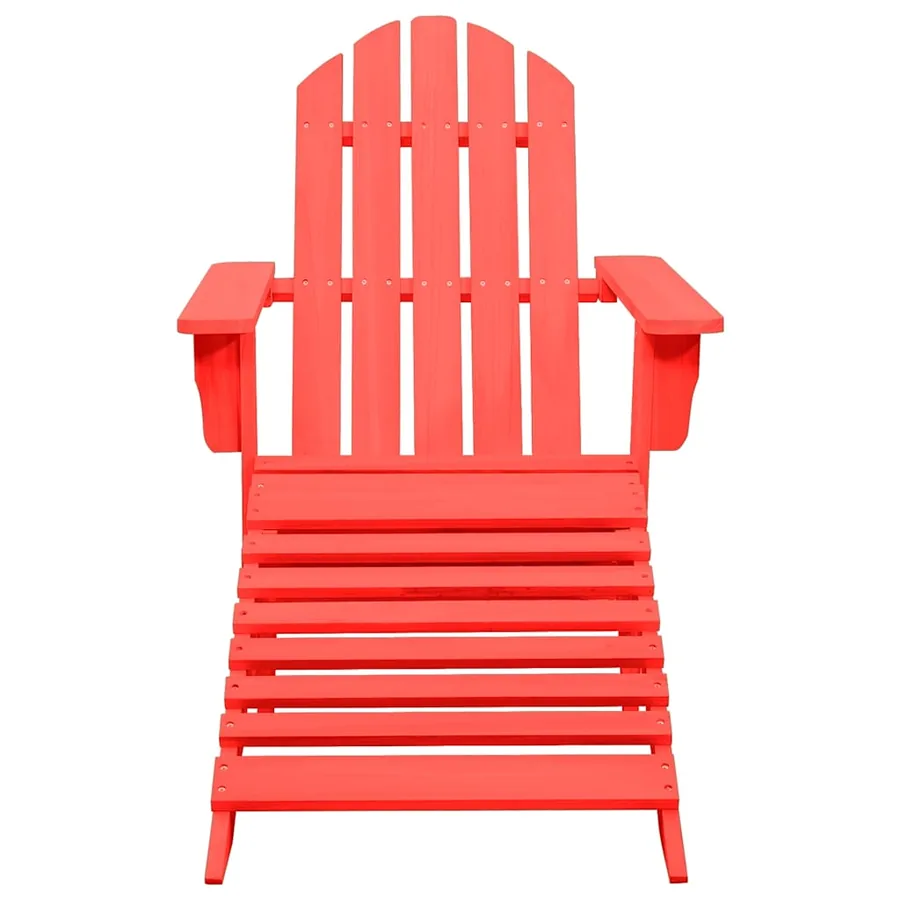 Chaise de jardin Adirondack avec pouf Bois de sapin Rouge - 2