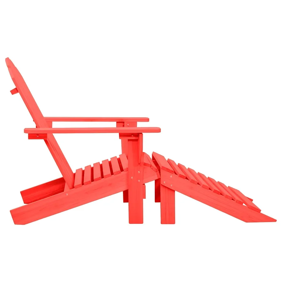 Chaise de jardin Adirondack avec pouf Bois de sapin Rouge - 3