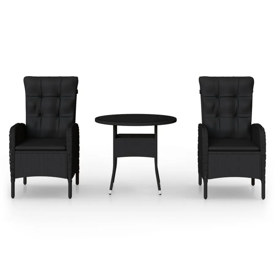 Ensemble de bistro de jardin 3 pcs Résine tressée Noir - 2
