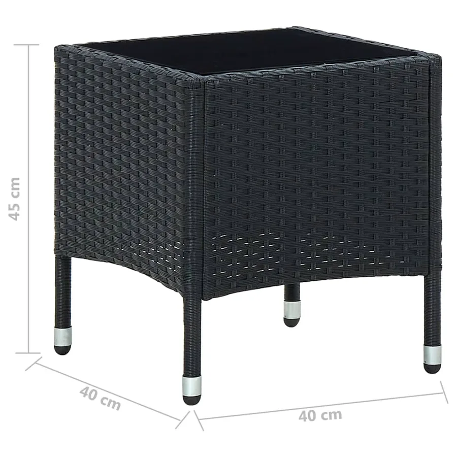 Table de jardin Noir 40x40x45 cm Résine tressée - 5