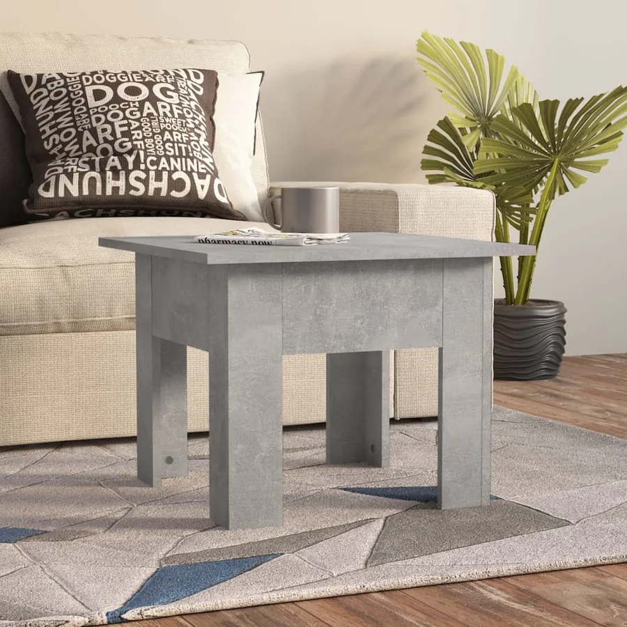 Table basse gris béton 55x55x42 cm bois d'ingénierie