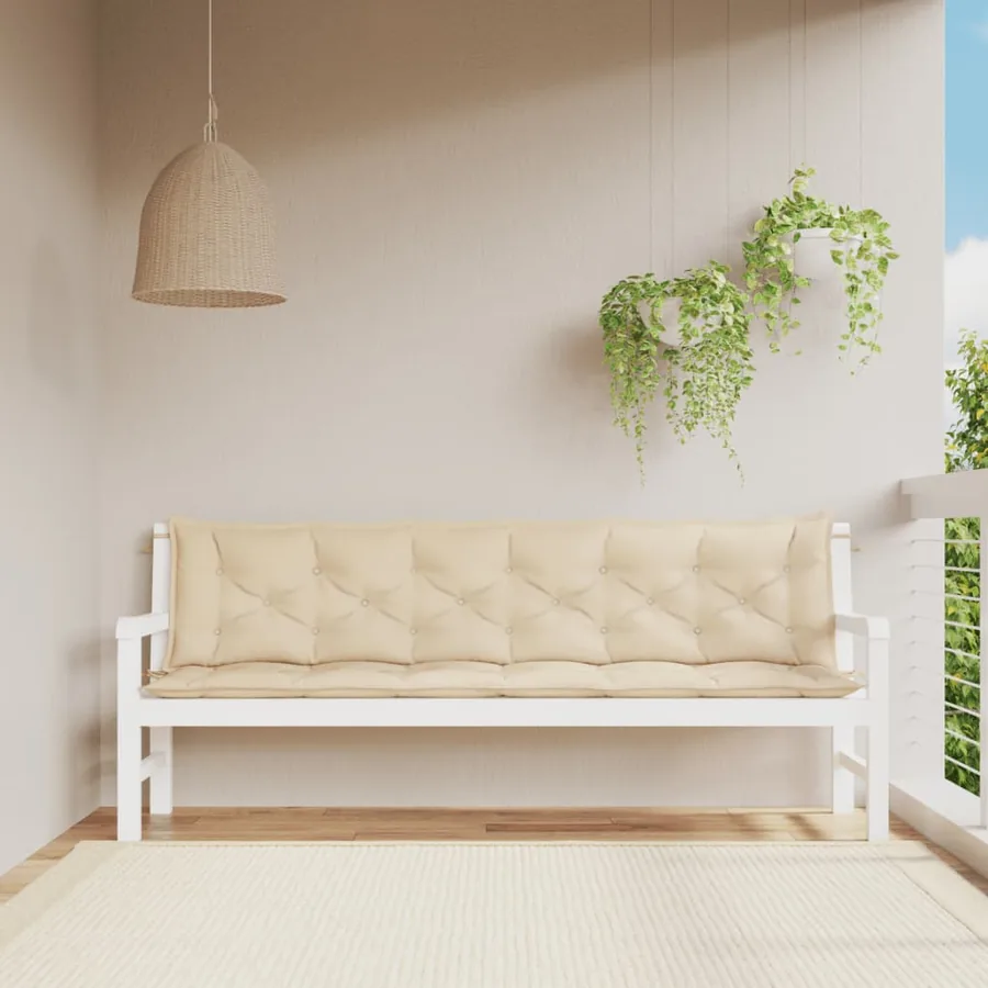 Coussins de banc jardin lot de 2 beige 200x50x7 cm tissu Oxford