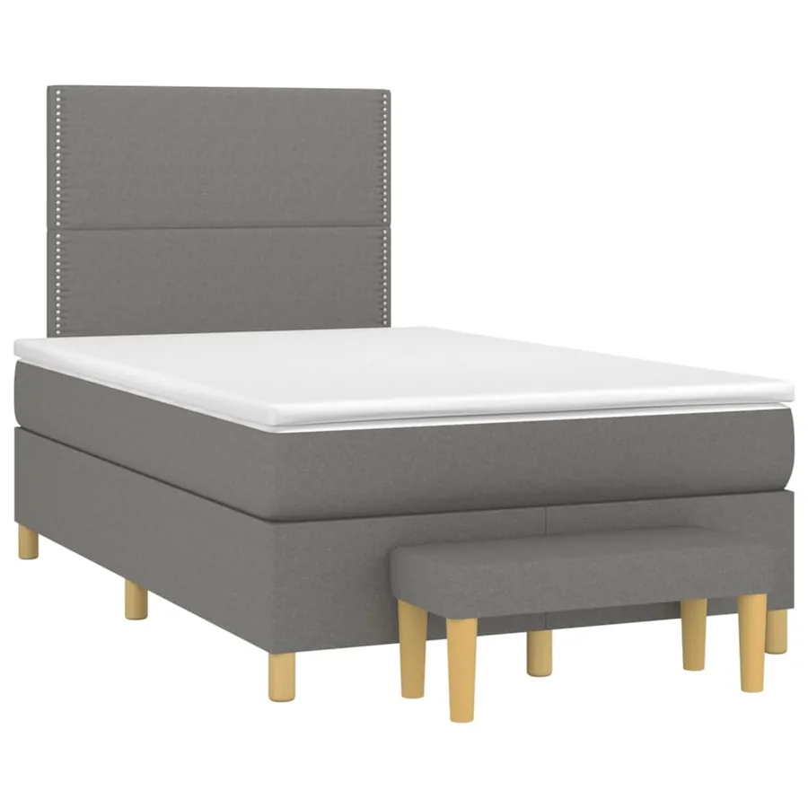Sommier à lattes de lit avec matelas Gris foncé 120x200cm Tissu - 3