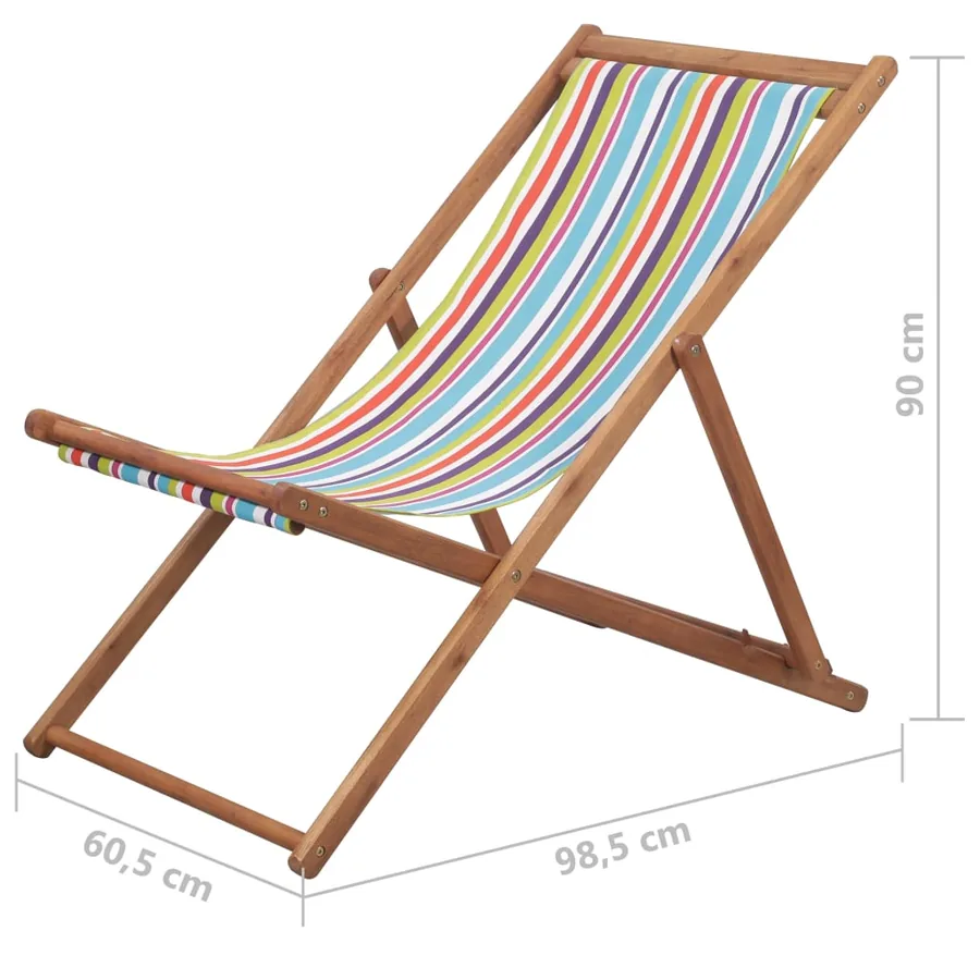 Chaise pliable de plage Tissu et cadre en bois Multicolore - 11